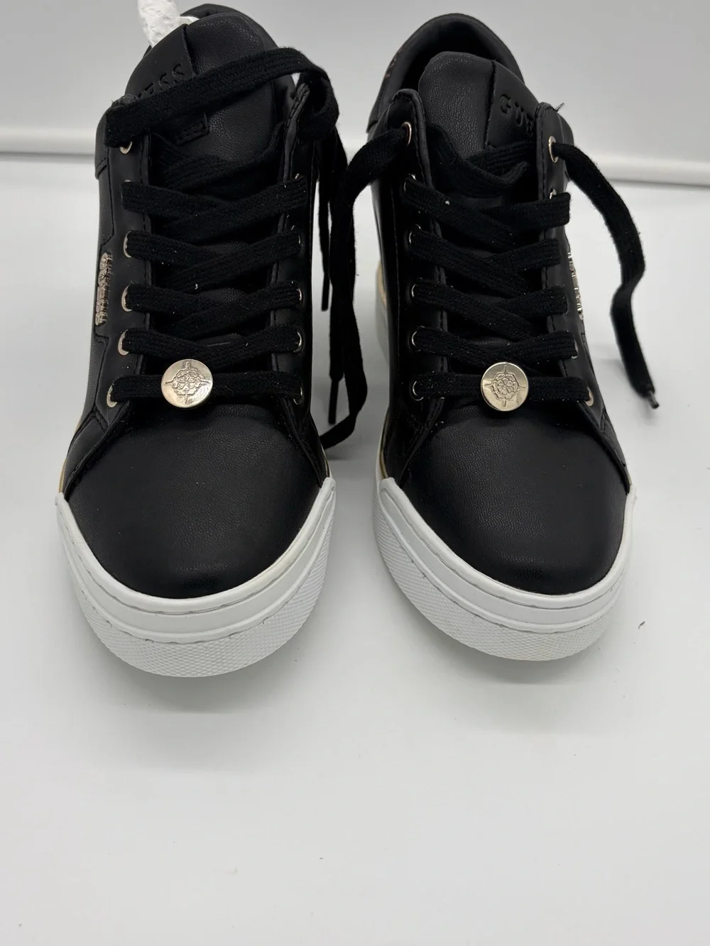 Guess Black Low-Top Platform Sneakers with White Soles